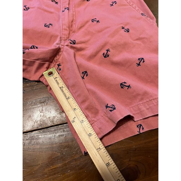 Izod men's light red shorts size 30 blue anchor print, side & back slash pockets - Picture 5 of 7